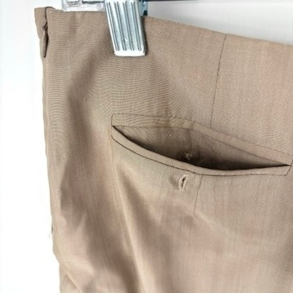 MaxMara Midi Skirt Midi Wool Silk Draped Lined Zip Pockets Beige Woven Size 10 - Picture 7 of 11